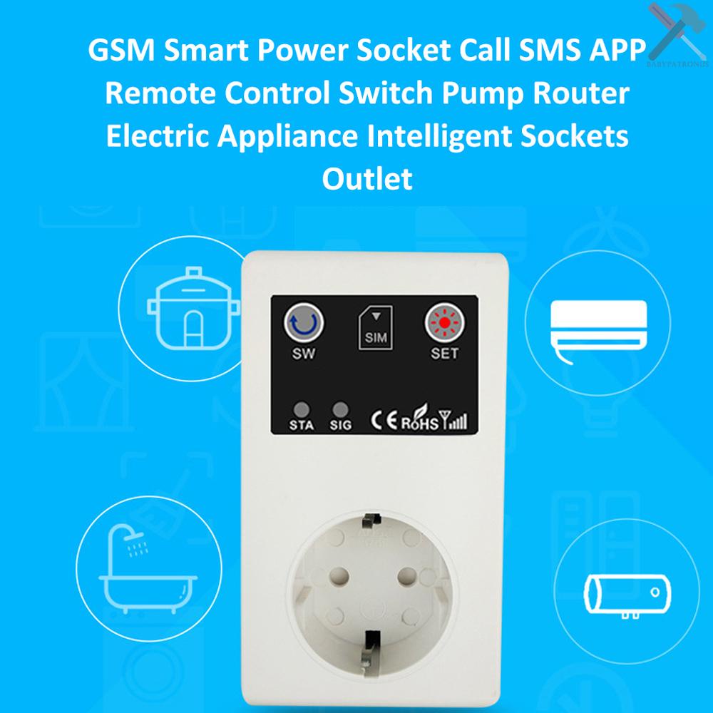 Gsm Intelligent Power Socket Call SMS APP Remote Control Switch Pompa Router Alat Listrik Stop Kontak Cerdas