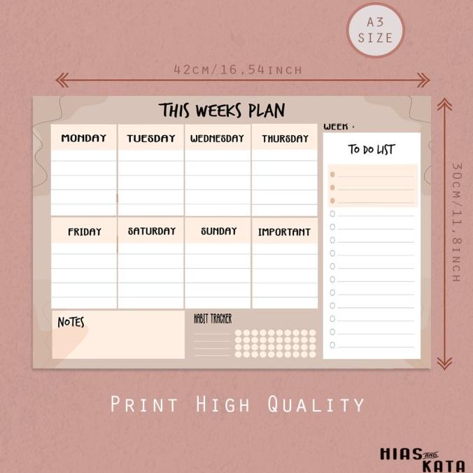 

aesthetic weekly planner board this week plan (free1pcs spidol)