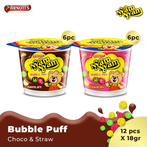 

Nyam nyam bubble puff coklat/strawbery 18gr