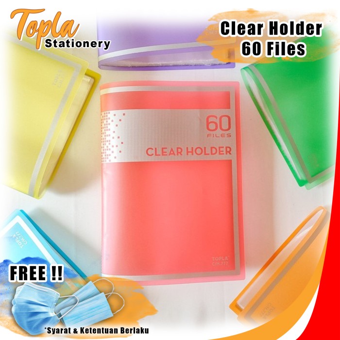 

✨NEW✨ - Clear Holder Folio Isi 60 Lembar Colours - Map Plastik Seri 777 - Merah