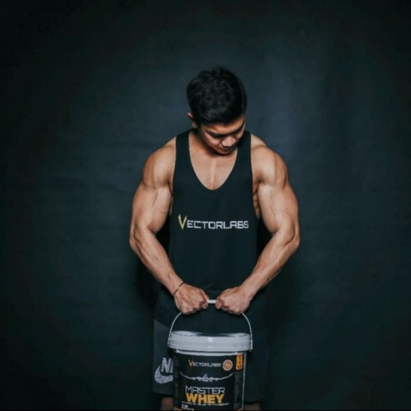 SINGLET VECTORLABS GYM OLAHRAGA FITNESS LARI CROSSFIT TANKTOP MEN PRIA