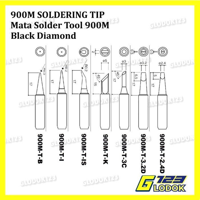 Mata Kepala Solder Station 900M Tip Head Black Diamond 936 936A 908S