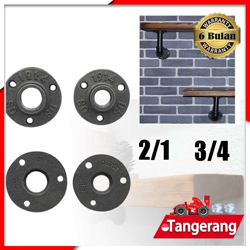 Flange Drat Fitting Floor Flange Besi Pipa Threaded Dinding Lantai Antik 1/2inch 3/4inch