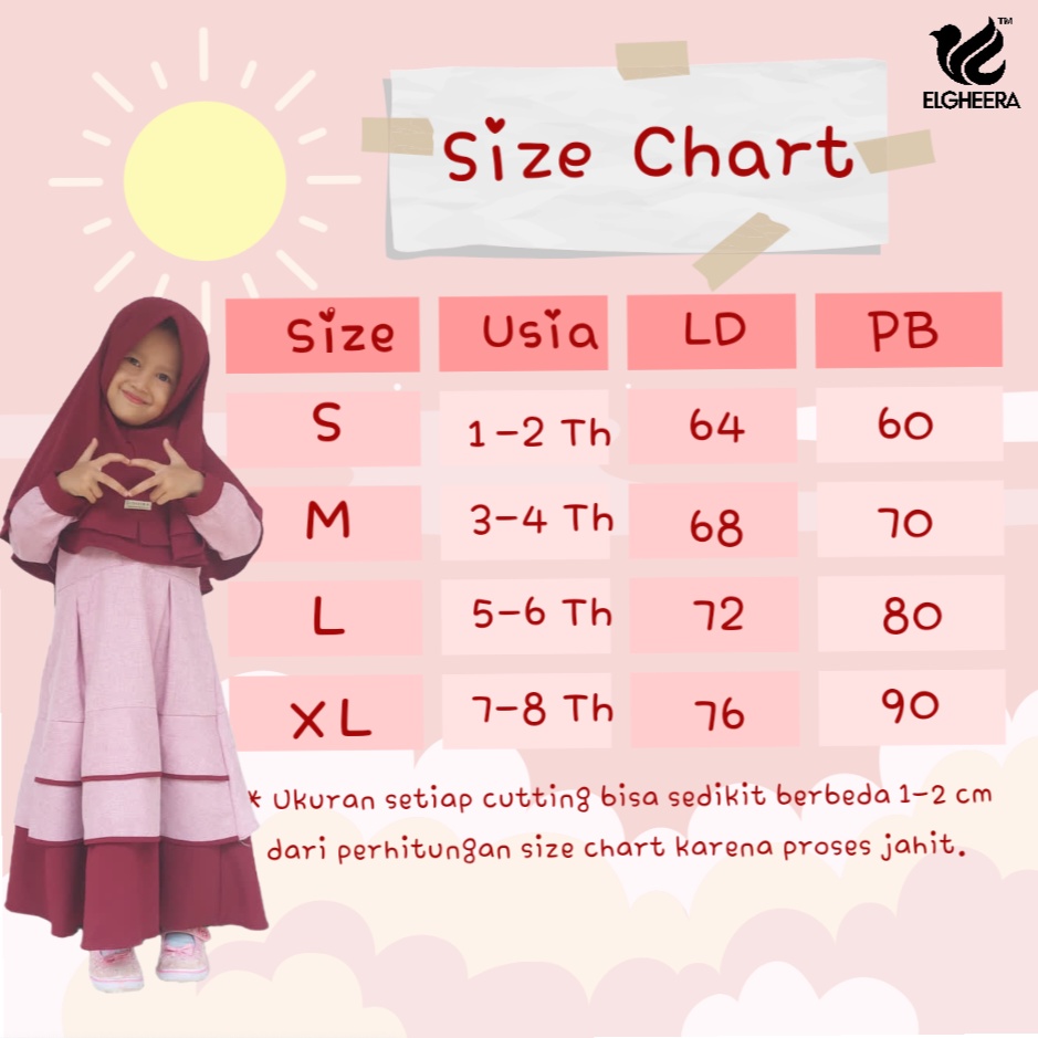 Gamis Anak Perempuan Kirana Set 1-8 Tahun by ELGHEERA