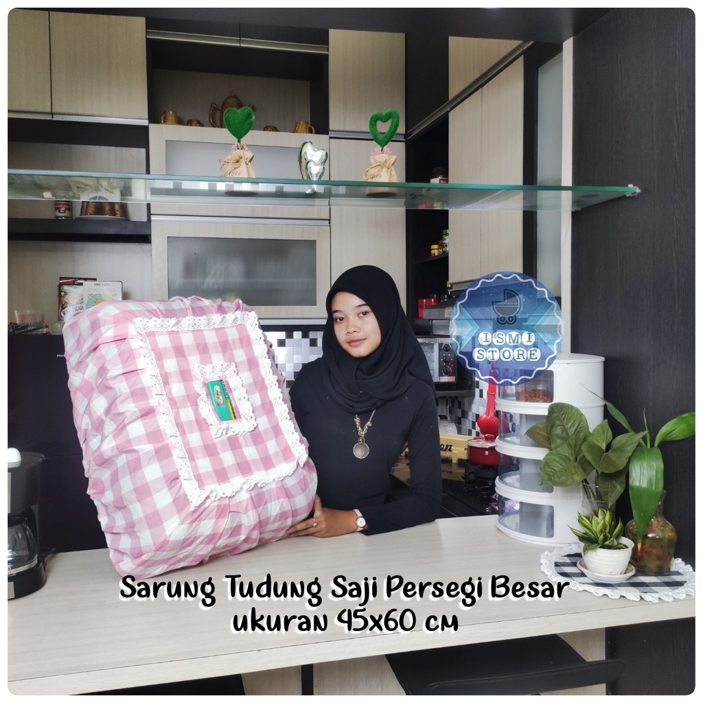 SARUNG TUDUNG SAJI Persegi BESAR / Cover Tudung Saji Persegi Besar Motif Kotak-kotak Estetik Unik Kekinian Ukuran 45x60cm by Ismi Store