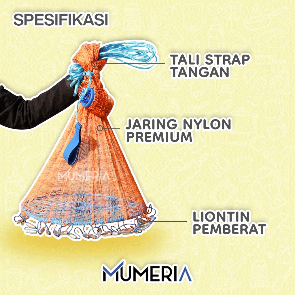 Jaring Mesh Frisbee Pancing Jala Lempar Penangkap Ikan Udang Piring Bulat Perangkap Menangkap Fishing Throw Net Cage Bahan Kain Model Ukuran Praktis Murah Bagus
