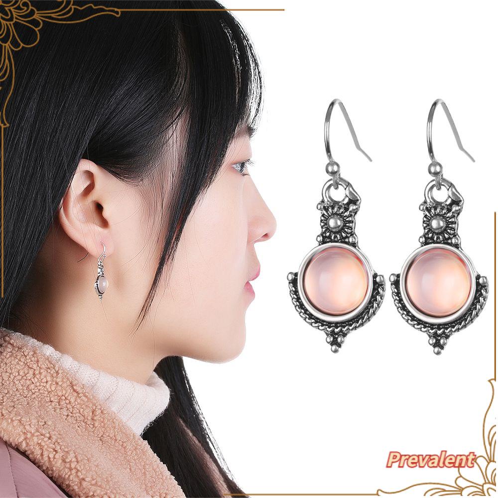 Preva Anting Juntai Anting Perhiasan Pengantin Hadiah Ulang Tahun Vintage Rainbow Moonstone