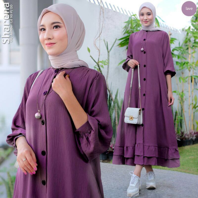 GAMIS WANITA SHARENA MIDI WD BAHAN CRINKLE AIRFLOW PREMIUM MOTIF ( BUSUI FRIENDLY ) MIDI DRESS WANITA TERBARU 2023 KEKINIAN / DRESS CRINKLE JUMBO / LONG TUNIK WANITA BUSUI / FASHION BAJU MUSLIM WANITA