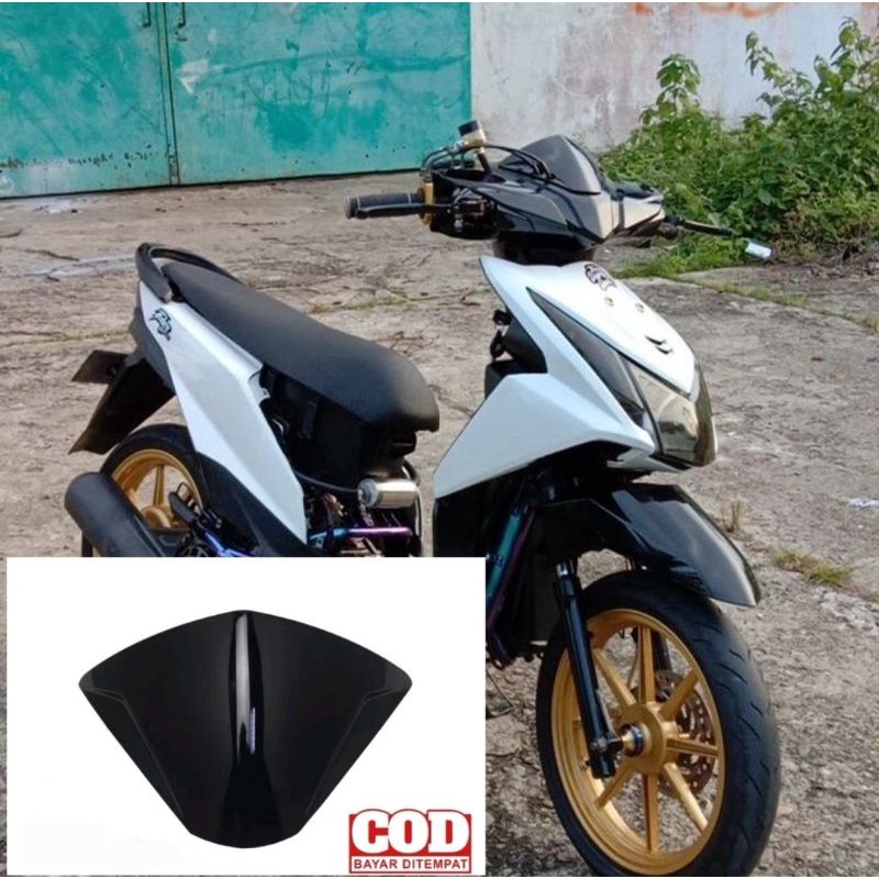 Visor batok kepala honda beat fi lama bahan tebal hitam kilap plus lem 3m double tape