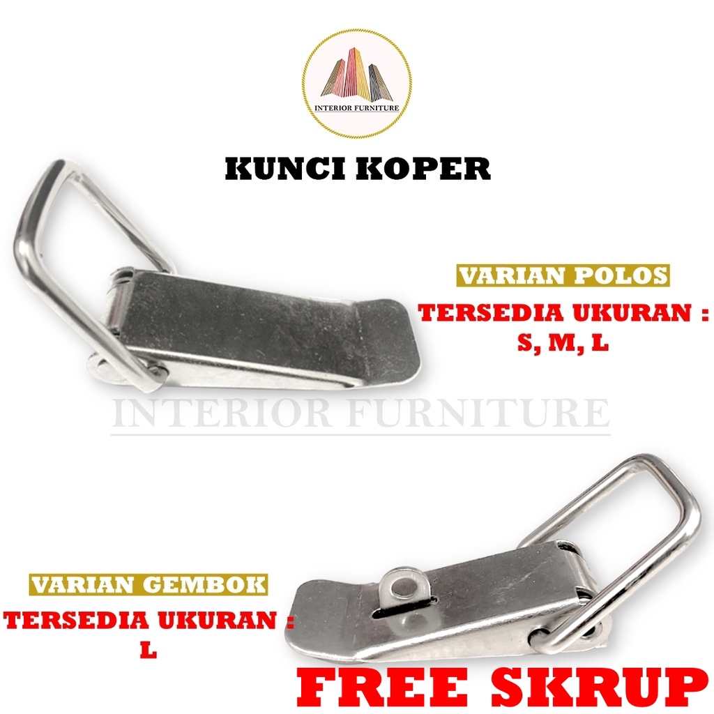 Kunci Koper S M L / Kaitan Peti Small / Overval / Peti / Box Besi Chrome