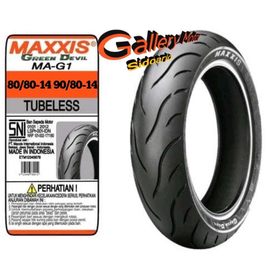 Ban Maxxis Ring 14 80/80-14 90/80-14 100/80-14 Maxxis Green Devil MA-G1 TUBLES TUBELES