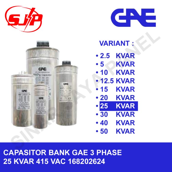 Penghemat Listrik Capasitor Kapasitor Bank Gae 25 Kvar 25Kvar 415V 3 Phase 168202624