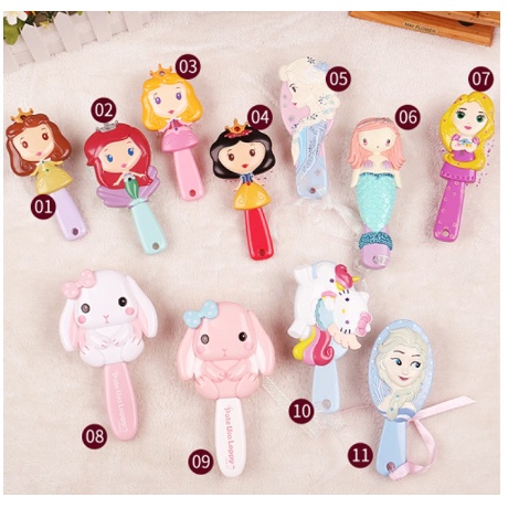 Sisir Rambut Anak 3D Anti Rontok Princess Frozen Elsa Premium Hair Comb Kids