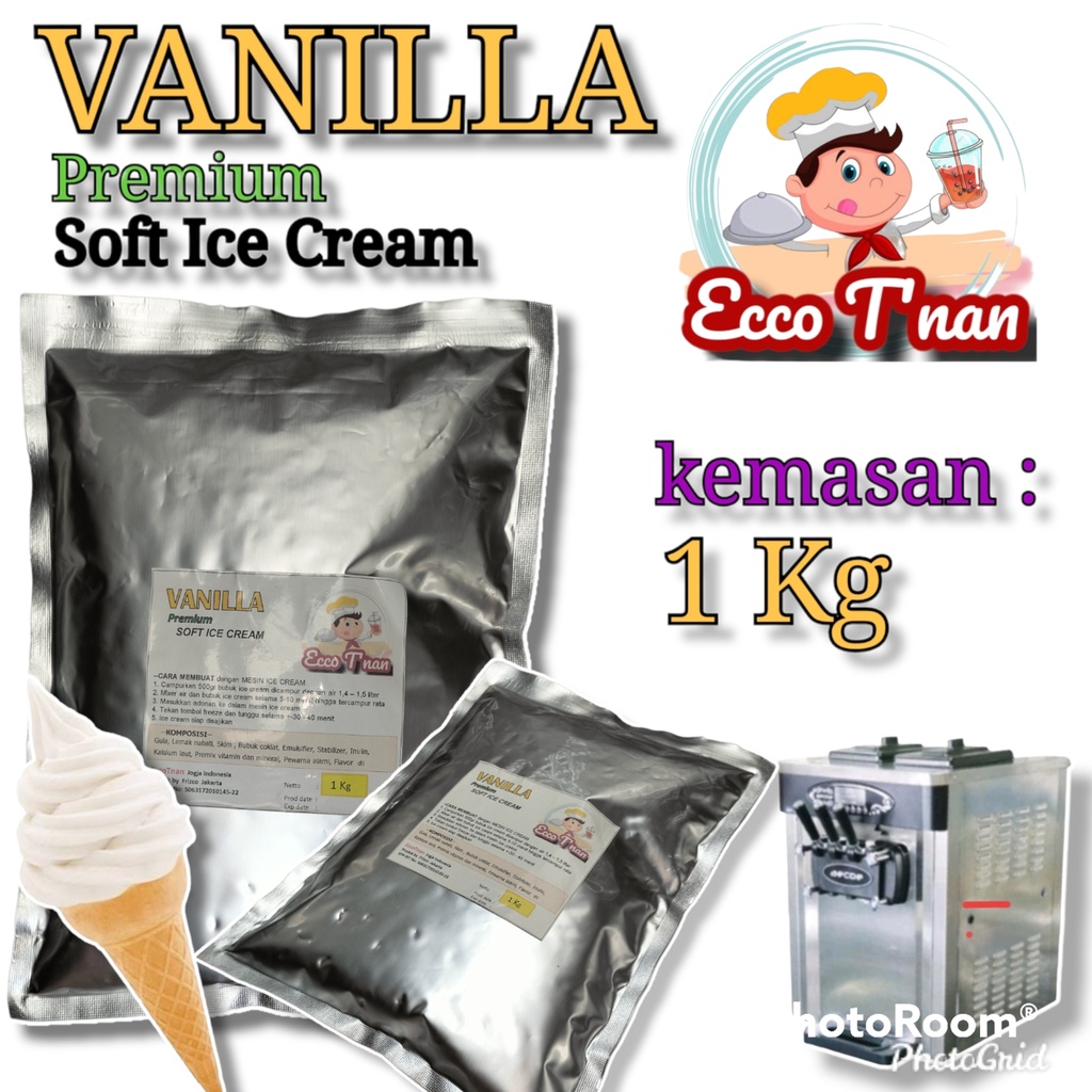 

EccoTnan Vanilla Soft Ice Cream Premium Powder 1 kg Bubuk Es Krim Lembut rasa Vanila Vanili Mesin Otomatis Sleman Jogja