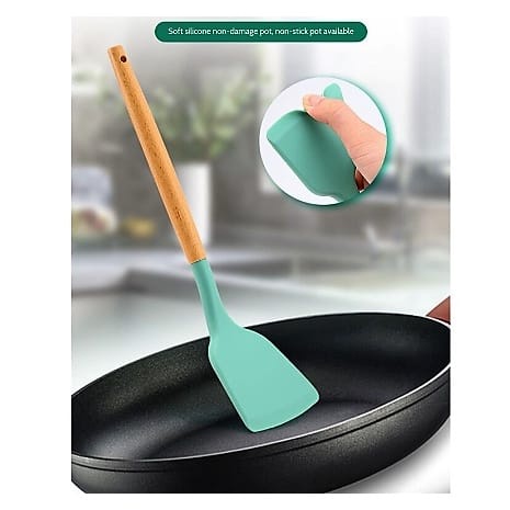 BOLOGROSIR [SMW] Spatula Silicone Gagang Kayu / Spatula Silikon Tahan Panas / Wooden Spatula / Spatula Masak Anti Masak