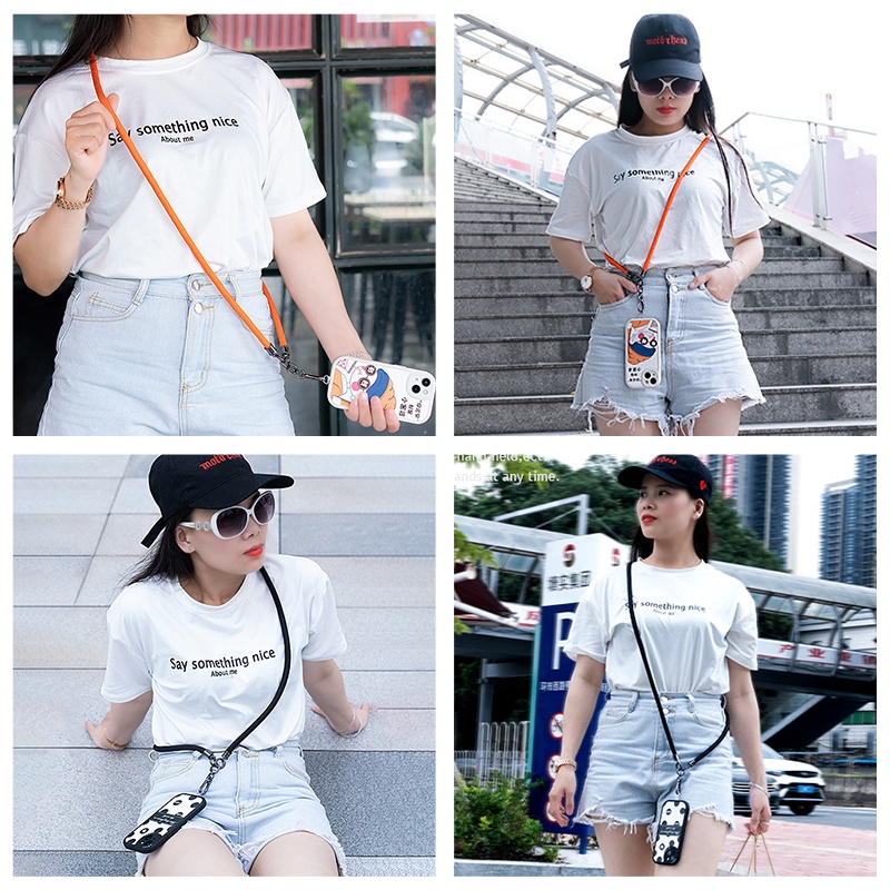 Tali Leher Selempang Lanyard Sarung Telepon Universal Dengan Stiker PAD Tambatan Tali Pengaman yang Dapat Disesuaikan untuk Sarung Telepon dan Selempang Gantungan Kunci