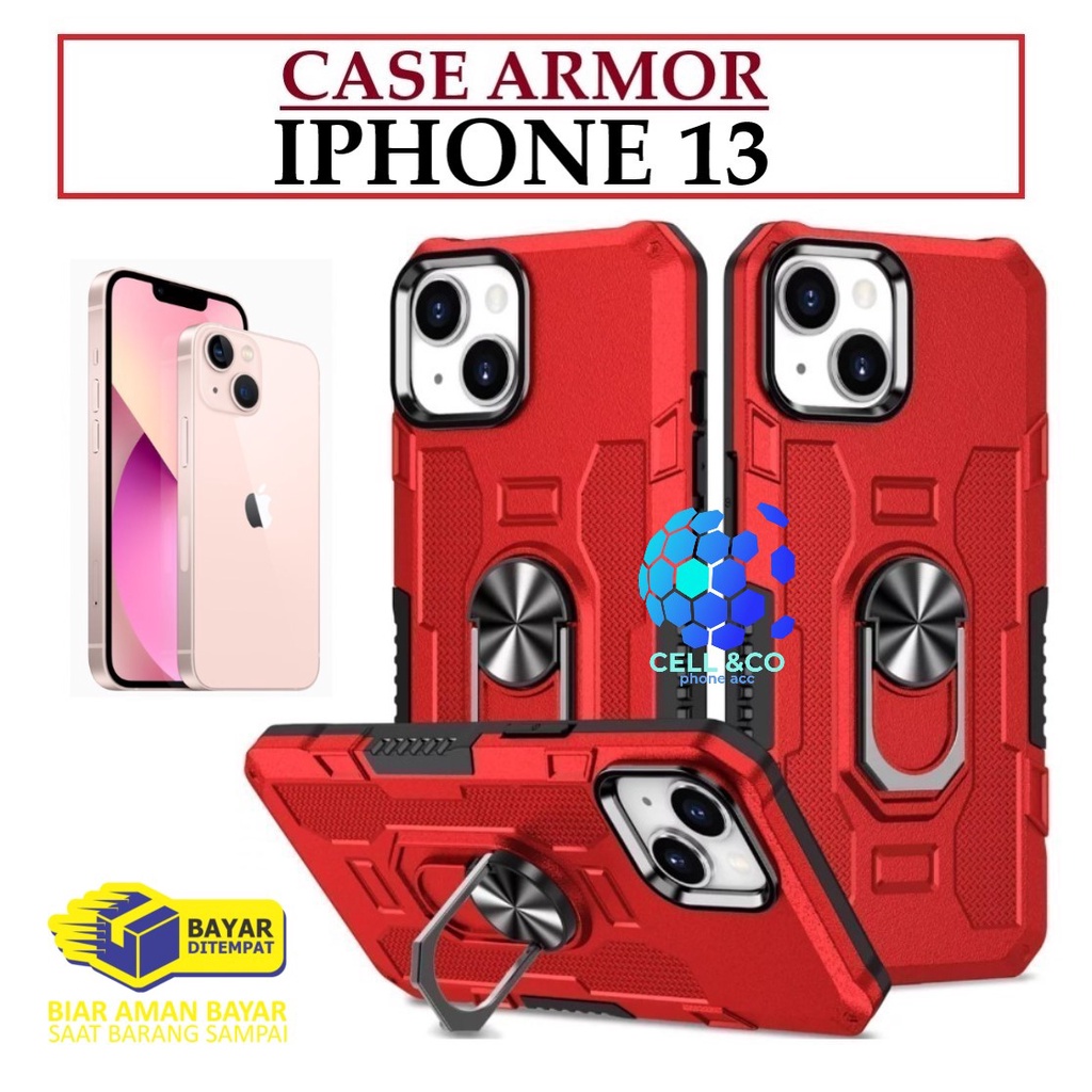 Case Armor IPHONE 13 Iring Cincin Magnetic Kesing Hp Protect kamera Premium Hard Case Standing Robot Pelindung Kamera