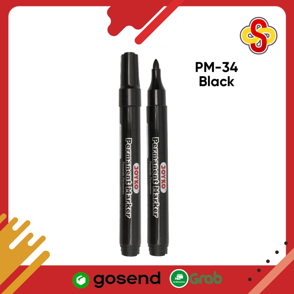 Spidol Permanen Marker Round Tip Joyko PM-34 - Hitam