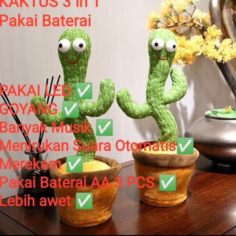 Kaktus Pintar Cactus Toy Boneka Pintar Kaktus Joget Joged Goyang Bisa Ngomong Rekam Bicara Menari Da