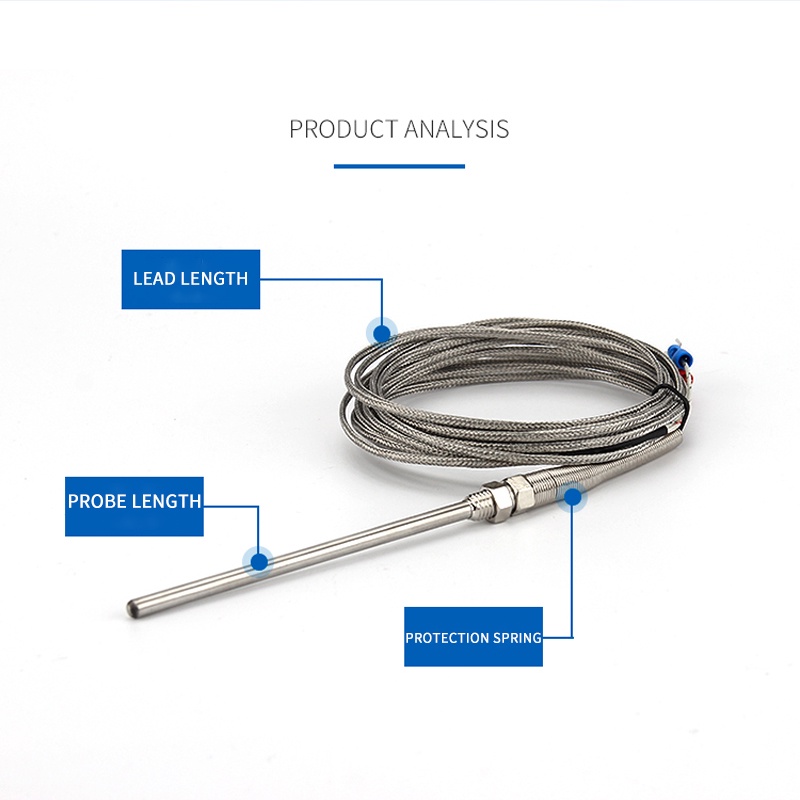 2 meter Thermocouple Probe Tipe K Thermocouple Sensor Temperatur 0-400 ℃