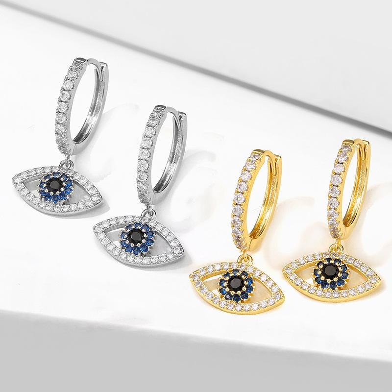 Elegan Mode Biru Mata Tetes Anting Wanita Mata Setan Anting Kubik Zirkonia Liontin Anting Prom Pesta Perhiasan Hadiah