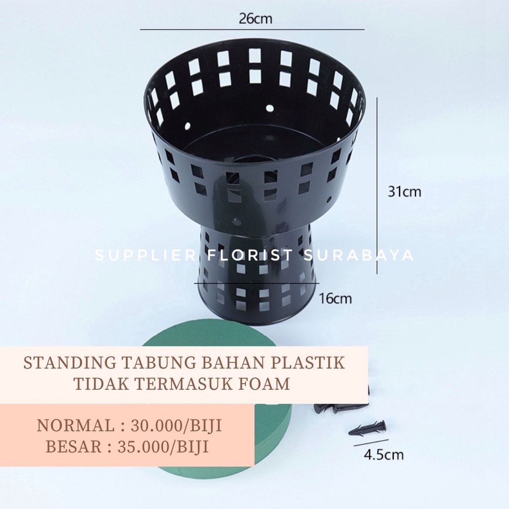 POT TABUNG PLASTIK RAHASIA STANDING BOUQUET, TIDAK TERMASUK FOAM BULAT