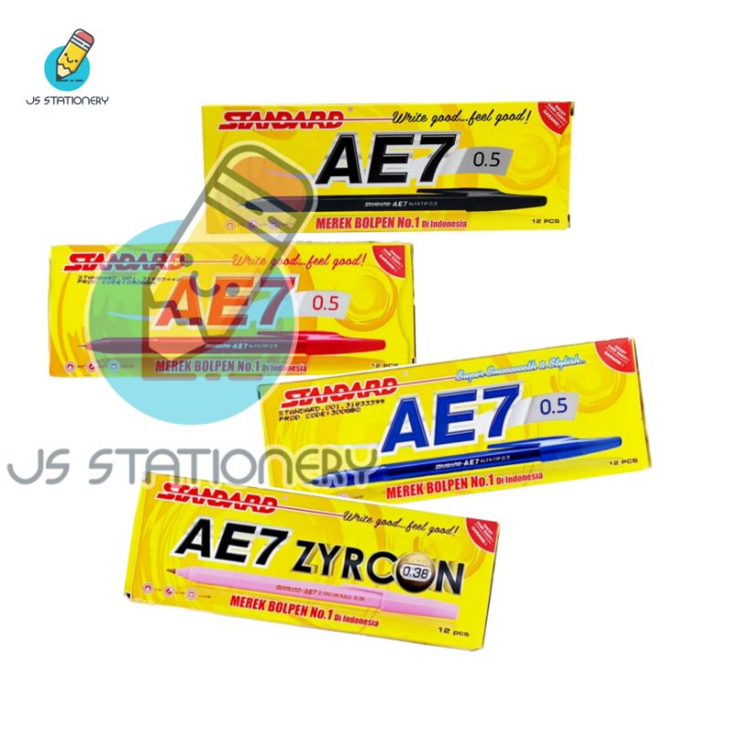 Ballpoint Ae7 Series Standard/ Bolpen Ae7 Standard/ Pulpen Warna Warni / Pena