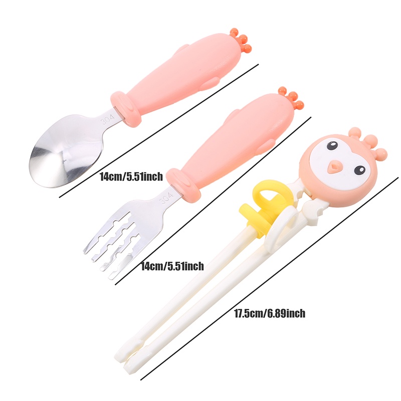 Set Garpu Dan Sendok Anak Bayi Training Sumpit Stainless Steel Belajar