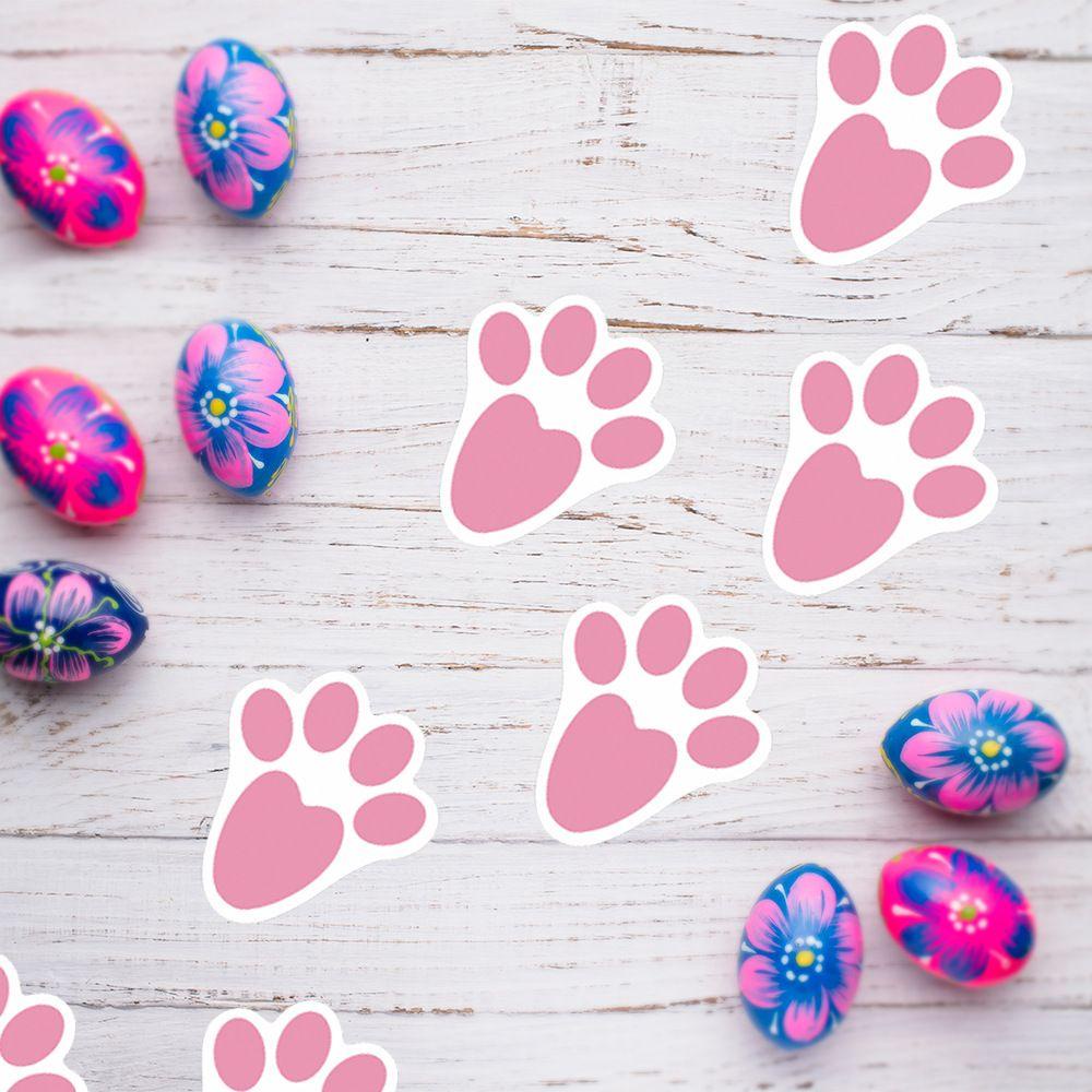 R-flower Easter Egg Hunt Sticker Game Craft DIY Featival Supply Removable Kartun Happy Easter Kelinci Jejak Kaki