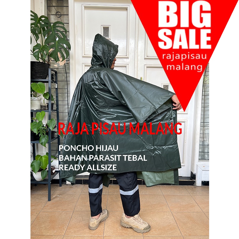 Jas Hujan PONCO Lengan Karet Parasut Tebal Tanpa Celana8