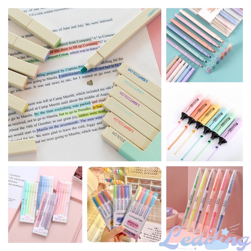 

3/6Pcs Stabilo Highlighter 2 in 1 Colour Pen Stabilo Warna Warni Warni Journal Marker Pen Alat Tulis-Le