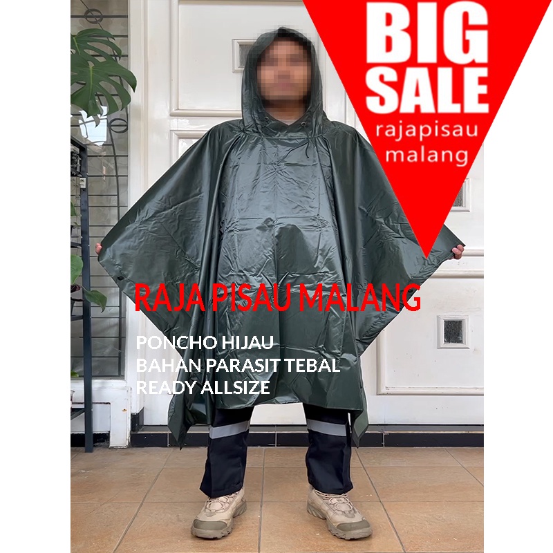 PONCO JAS HUJAN MODEL PONCO HIJAU ARMY PONCHO POLOS