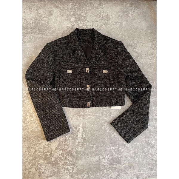 Miue Blazer Crop | Blazer Tweed Wanita Model Crop Import Premium