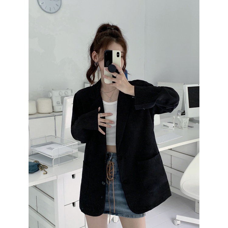 Blazer Wanita Hitam Korean Style Jaket Terbaru