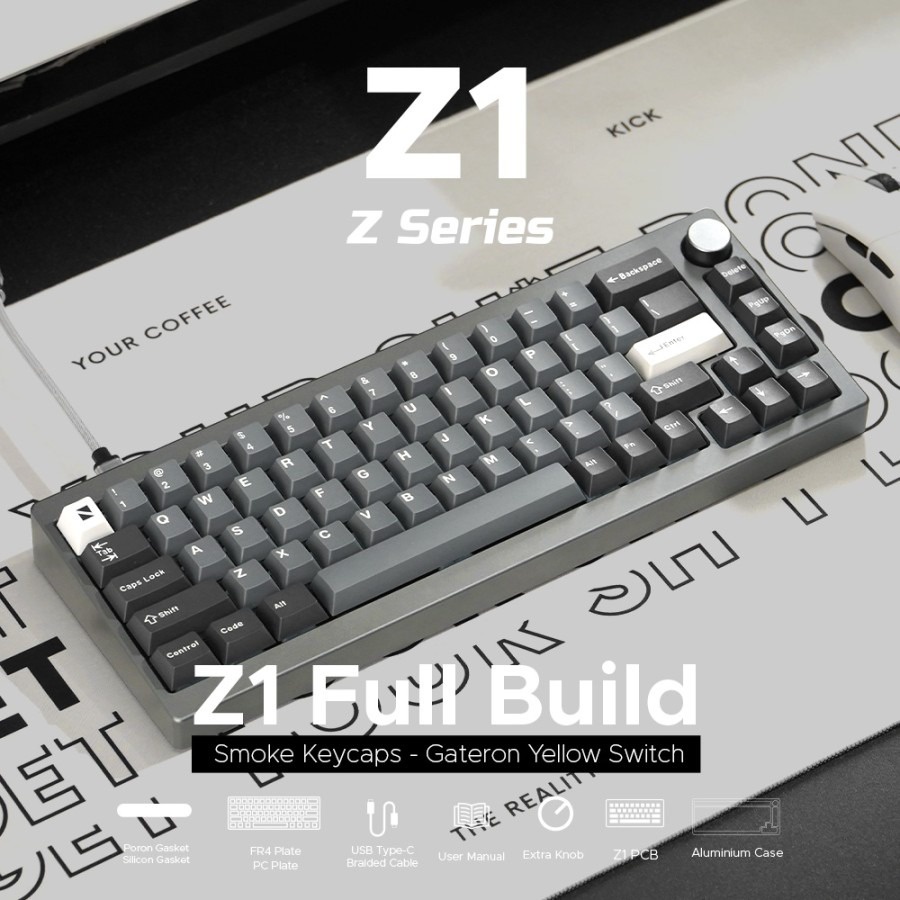 Noir Z1 65% Aluminium Custom Mechanical Keyboard - Full Build