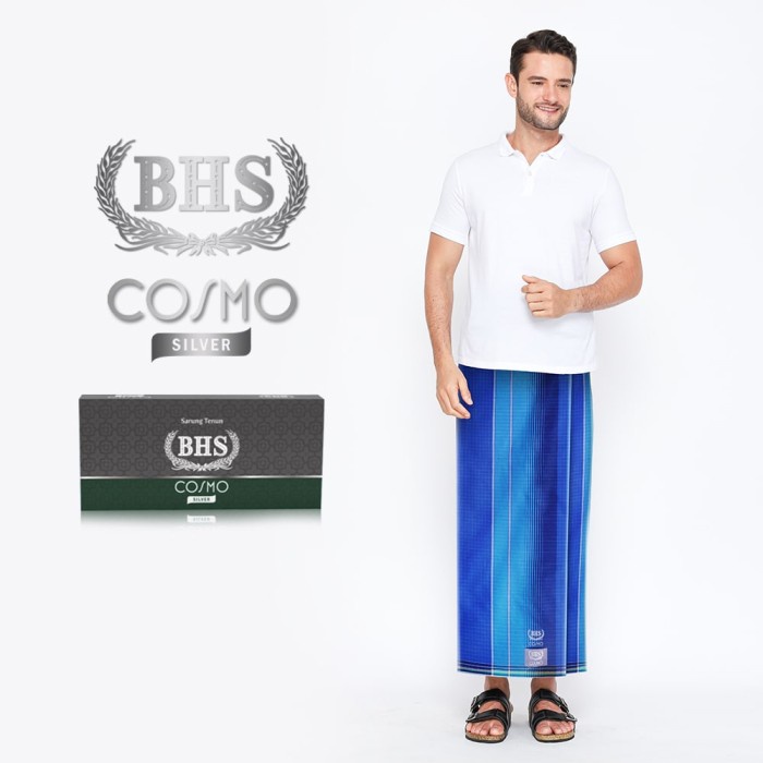 Sarung BHS Cosmo Silver Salur Besar Warna Biru