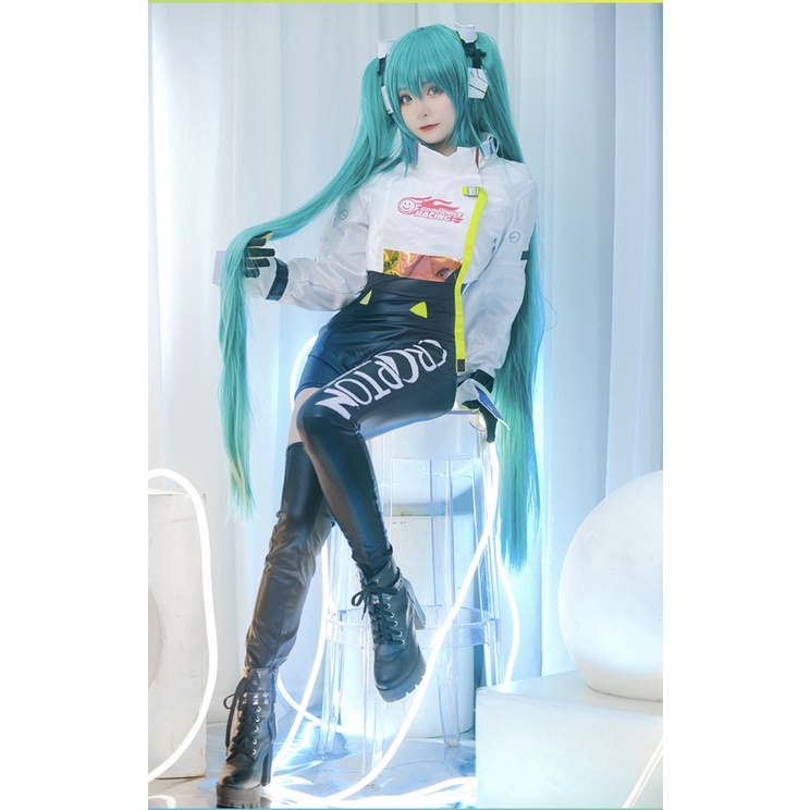 VOCALOID 2022 Racing MIKU Cosplay Costume VOCALOID Cos GT Project Cosplay Racing Suits Miku Costume with Cosplay Wig