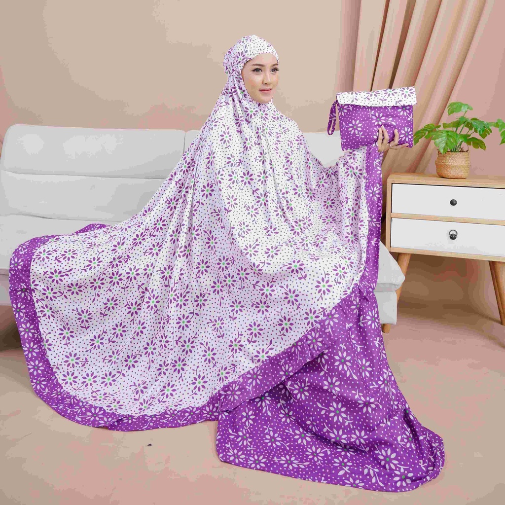 mukena dewasa  rayon bali sun flower jumbo rempel halya shop