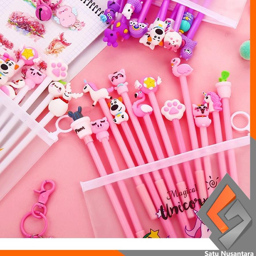 

╔║╗ SN-A15 Pulpen Gel Karakter Lucu Set Isi 20PCS Pena FREE Zipper Pouch Tempat Pensil Transparan Murah