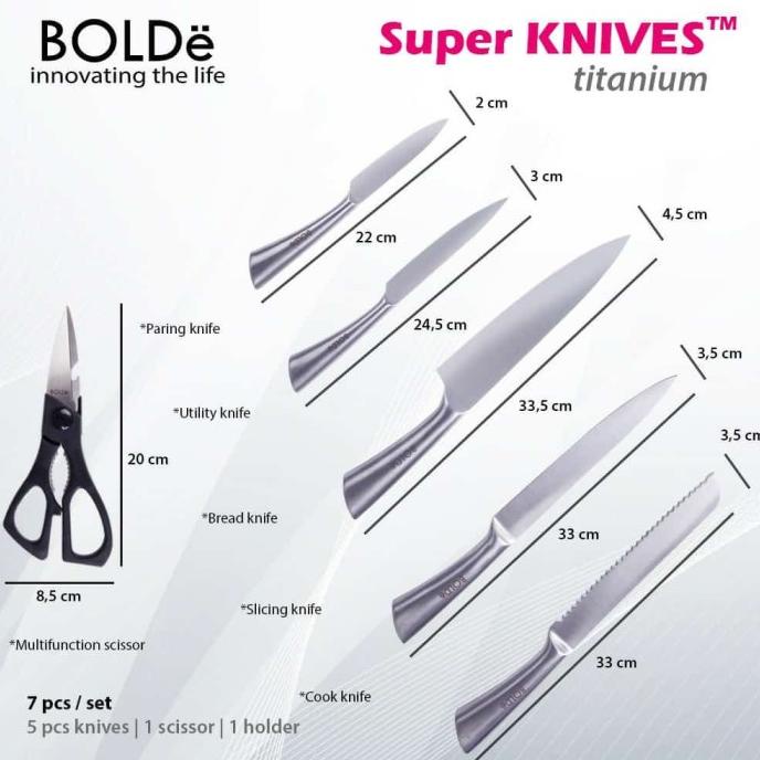 Bolde Pisau Dapur Stainless Set Titanium - Super Knives