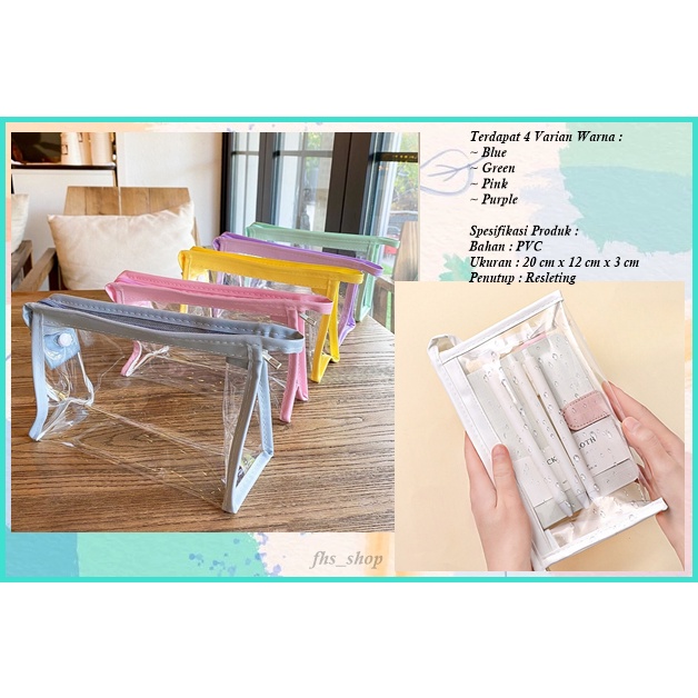 

Tempat Pensil Transparant Tempat Pensil Aesthetic Tepak Pensil Transparan Pastel Pencil Case