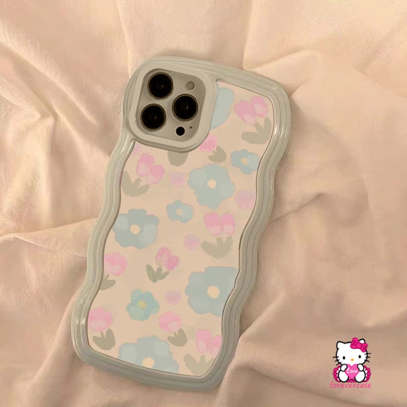 Kompatibel Untuk iPhone XR 7Plus 8Plus 11 Pro MAX 6 6s 87plus 1214 13 Pro Max14 Plus X XS MAX SE 2020 Cat Air Segar Biru Ungu Bunga Soft Silicone Cover