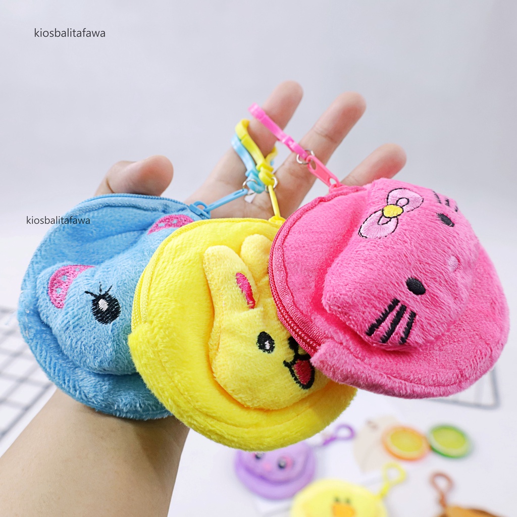 Dompet Koin Karakter / Gantungan Karakter Boneka Tas Mini Import Anak Sekolah Bulu Bordir Babycinnamon