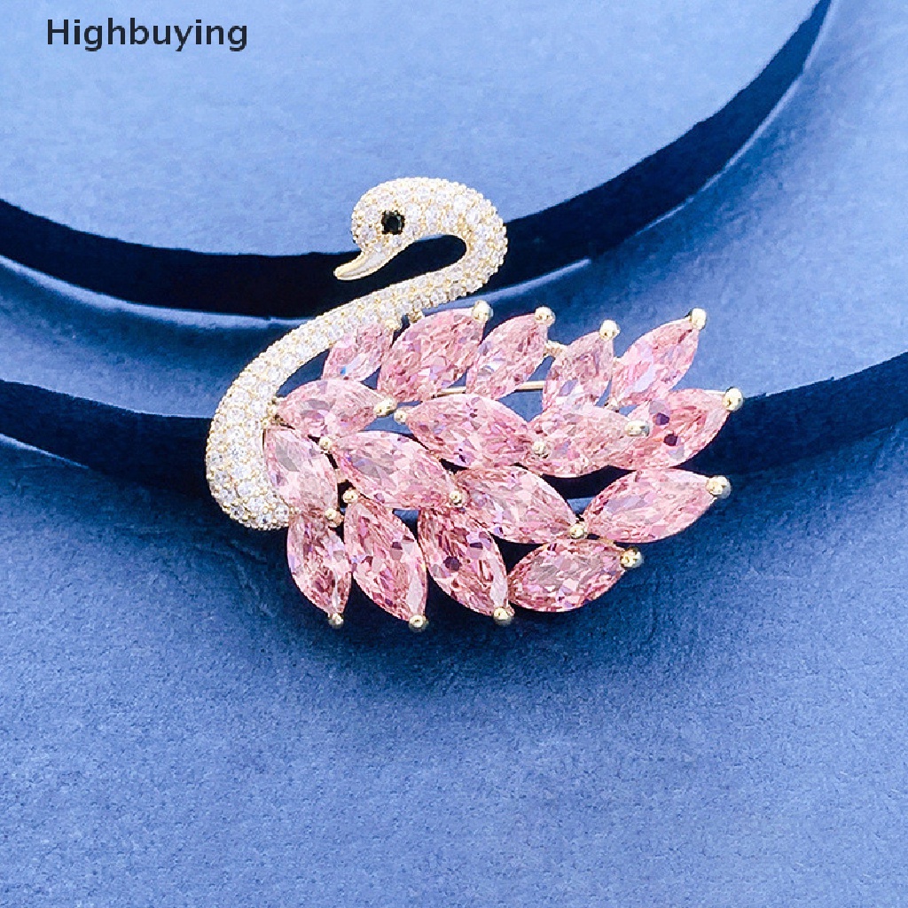 Hbid Fashion Kristal Angsa Bros Berlian Imitasi Hewan Bros Untuk Wanita Gaun Kerah Pin Perhiasan Perjamuan Cubic Zirconia Bros Pin Glory