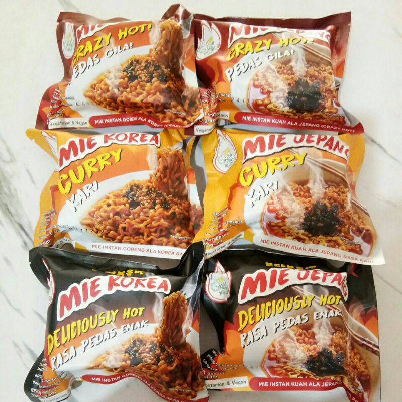 Mie instan kuah ala jepang & Mie instan goreng ala korea 130g（vegetarian&vegan）