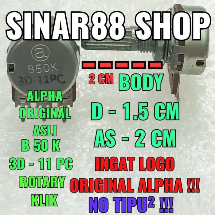 Potensio Variable Mono Klik Rotary Rotari B50K B 50K Original Alpha No