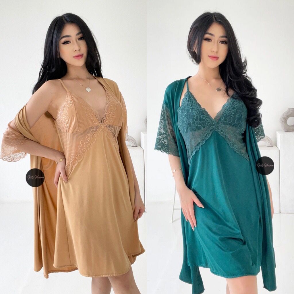 070 Lingerie Dress + Kimono + Belt Only by @bf_label | Lingerie Sexy Bahan Premium Spandeks Baju Tidur Premium Girlsheaven fit to jumbo Bisa COD