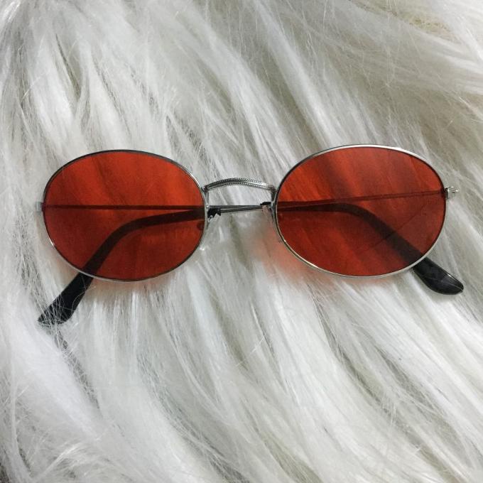 Obral kacamata oval bulat sunglasses brown mirror hitam merah unisex