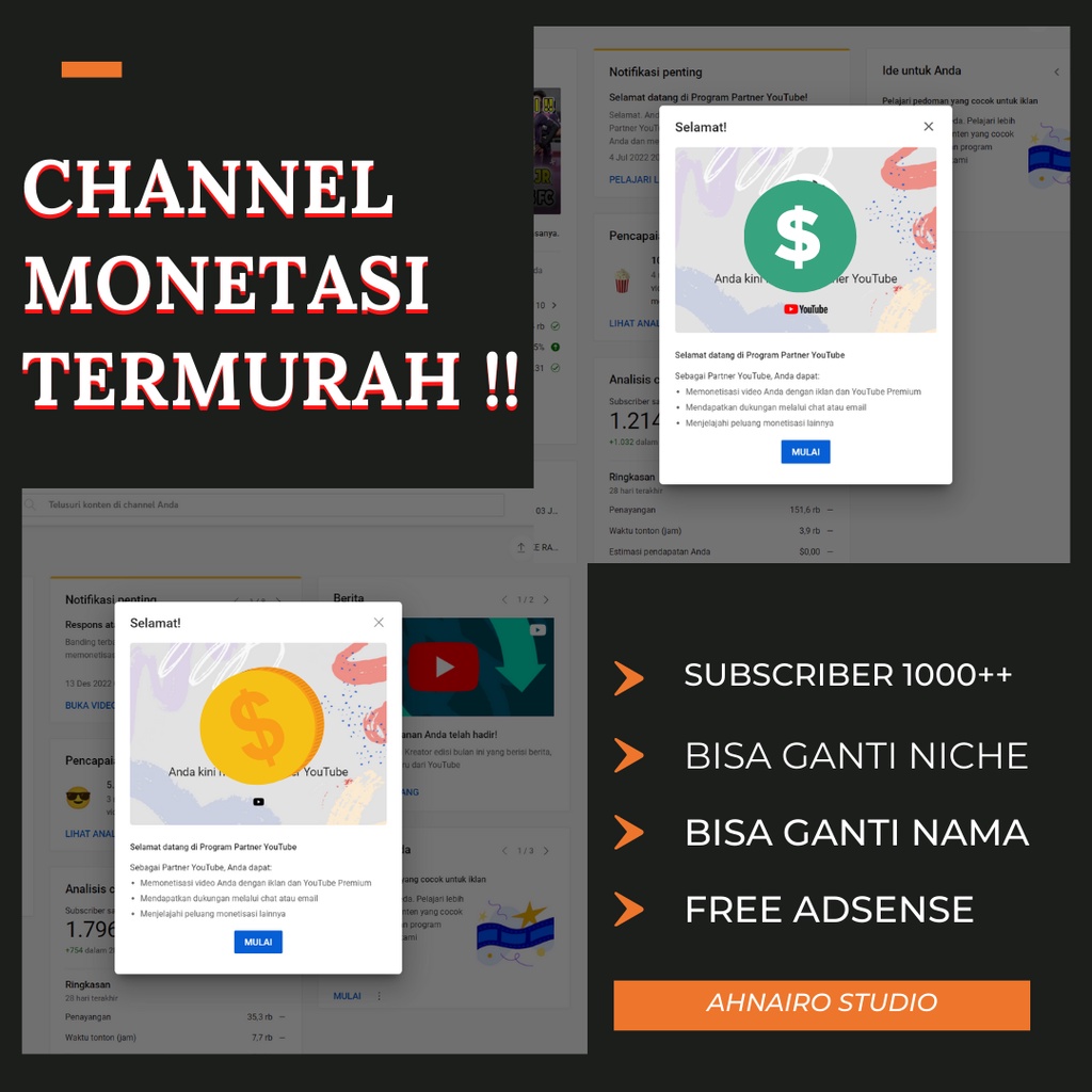 Jual Akun Channel Youtube Monet - channel youtube monetasi