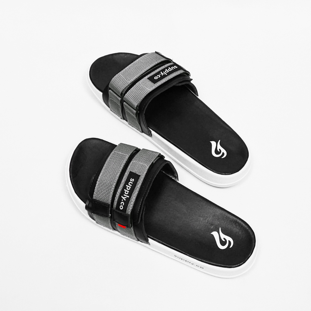 [SDL00014] Sandal Slide webbing | Sandal slop | Sandal Slide | sendal slide slippers  Footwear original Supply.Co(insol hitam outsol PUTIH )